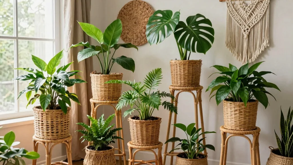 7 Rattan Plant Stands That Give Your Home That Effortless Tropical Feel